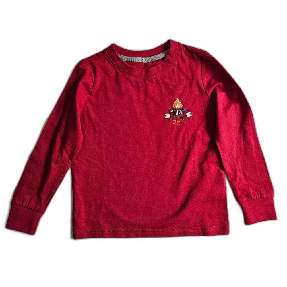 Chaps Kids Camping summer Long Sleeve Cotton T-Shirt w Campfire & Dog etc. sz 2T